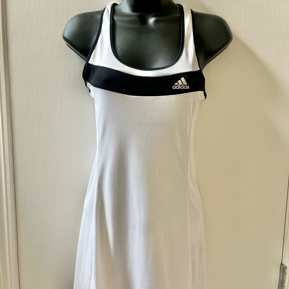 ADIDAS Racerback Tank Tennis Dress White Black Summer Sleeveless Athletic - Picture 4 of 10